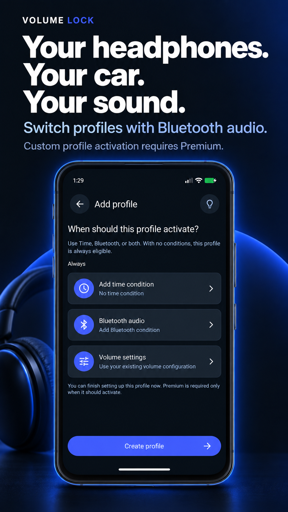 Bluetooth audio in Volume Lock Dark Astra.
