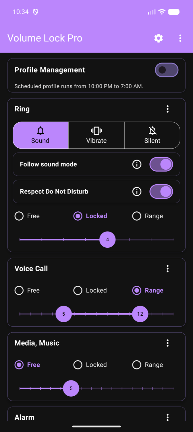 Volume Lock dashboard.